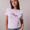 T-shirt justa com logótipo dividido T-shirt justa com logótipo dividido