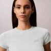 T-shirt justa com logótipo em nervuras T-shirt justa com logótipo em nervuras