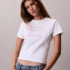 T-shirt justa com logótipo em tipo de letra T-shirt justa com logótipo em tipo de letra