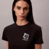 T-shirt justa com logótipo floral T-shirt justa com logótipo floral