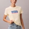 T-shirt justa com logótipo gráfico contrastante T-shirt justa com logótipo gráfico contrastante