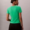 T-shirt justa com logótipo gráfico às riscas T-shirt justa com logótipo gráfico às riscas