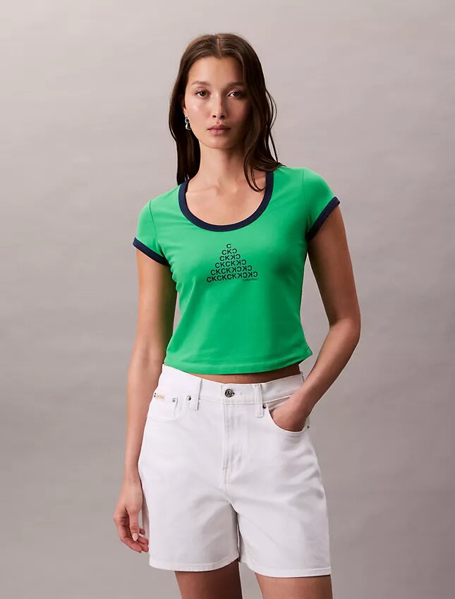T-shirt justa com logótipo Monogram T-shirt justa com logótipo Monogram