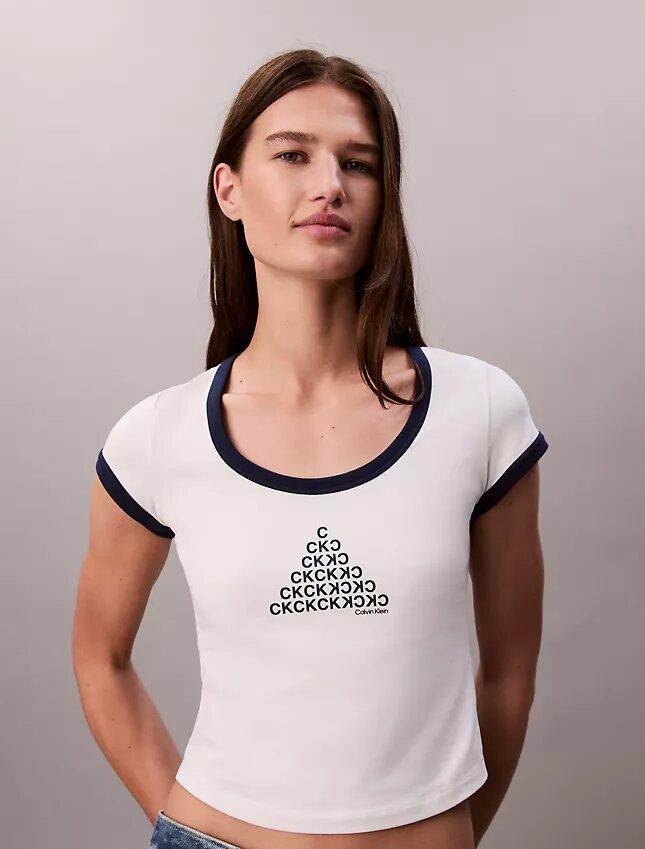 T-shirt justa com logótipo Monogram T-shirt justa com logótipo Monogram