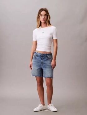 T-shirt justa com logótipo Monogram em Modal elástico