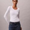 T-shirt justa em malha elástica de Modal