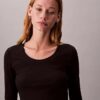 T-shirt justa em malha elástica de Modal