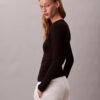 T-shirt justa em malha elástica de Modal