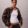 T-shirt justa em malha elástica de Modal