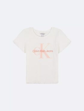 T-shirt Monologo com canelado grosso para meninas