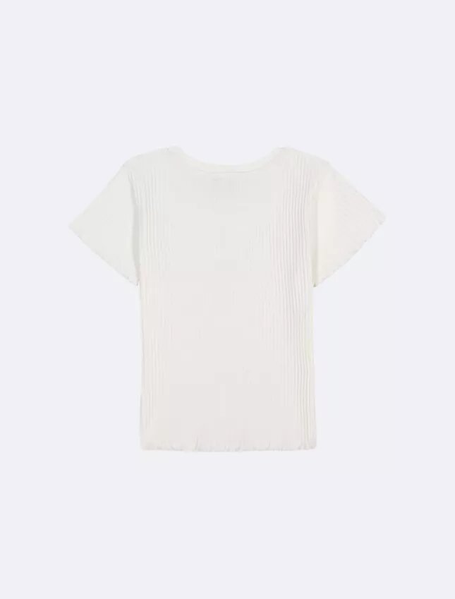 T-shirt Monologo com canelado grosso para meninas T-shirt Monologo com canelado grosso para meninas