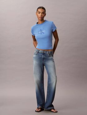 T-shirt Monologo com lavagem ácida