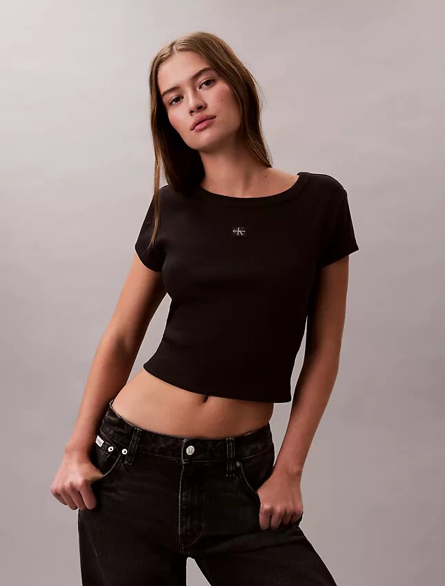 T-shirt Monologo Slim em tecido T-shirt Monologo Slim em tecido