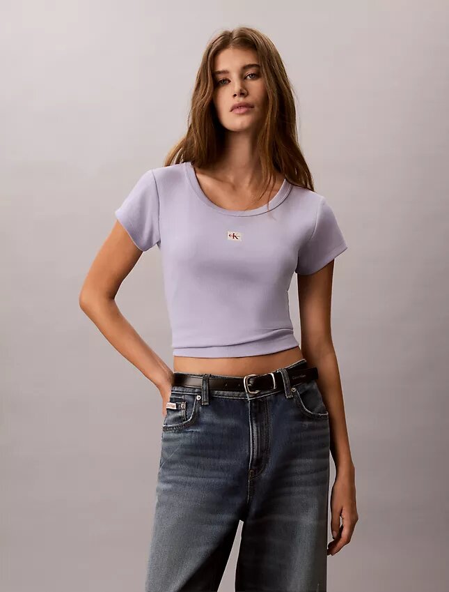 T-shirt Monologo Slim em tecido T-shirt Monologo Slim em tecido