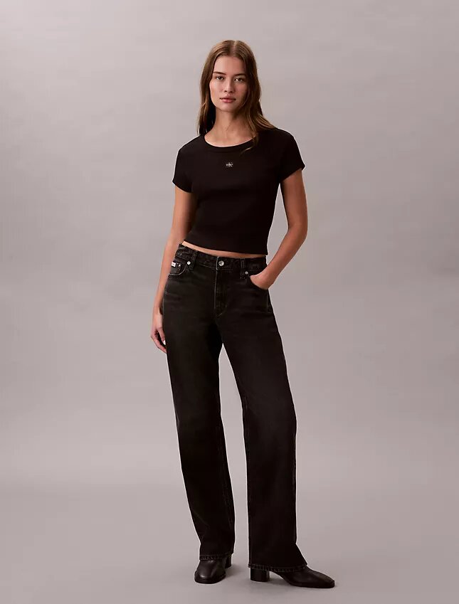 T-shirt Monologo Slim em tecido T-shirt Monologo Slim em tecido