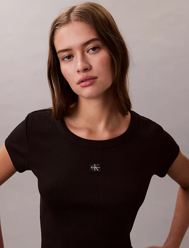T-shirt Monologo Slim em tecido T-shirt Monologo Slim em tecido