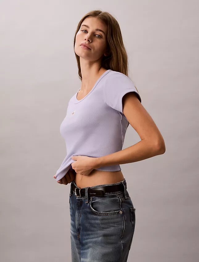 T-shirt Monologo Slim em tecido T-shirt Monologo Slim em tecido