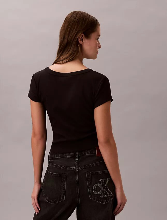 T-shirt Monologo Slim em tecido T-shirt Monologo Slim em tecido