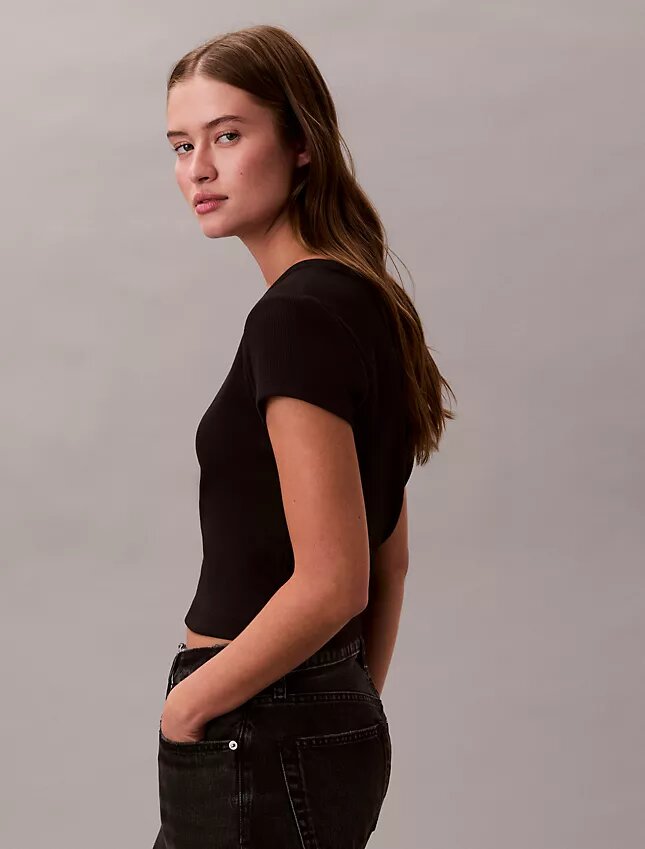 T-shirt Monologo Slim em tecido T-shirt Monologo Slim em tecido