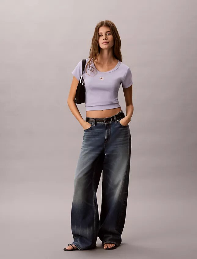 T-shirt Monologo Slim em tecido T-shirt Monologo Slim em tecido