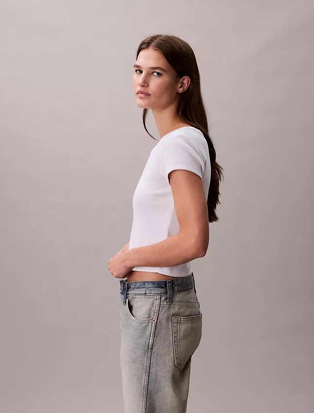 T-shirt Monologo Slim em tecido T-shirt Monologo Slim em tecido