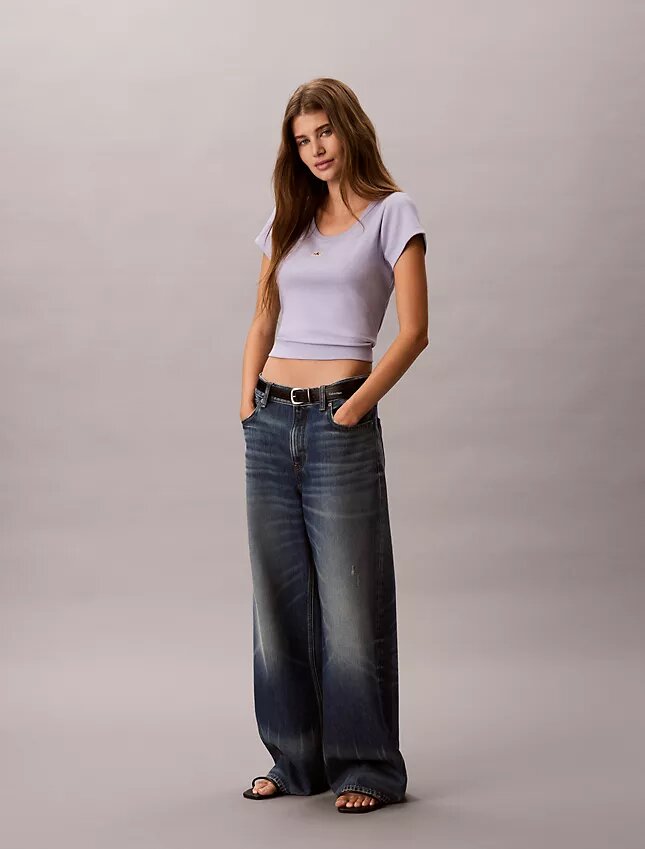 T-shirt Monologo Slim em tecido T-shirt Monologo Slim em tecido