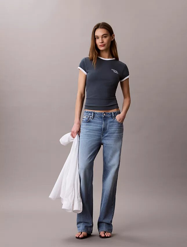 T-shirt Slim Ringer com logótipo de 1989 T-shirt Slim Ringer com logótipo de 1989