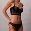 Thong CK Black com renda floral preta Thong CK Black com renda floral preta