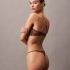 Thong CK Black com renda floral preta Thong CK Black com renda floral preta