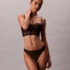Thong CK Black com renda floral preta Thong CK Black com renda floral preta