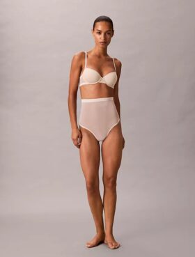 Thong de cintura alta em malha minimalista