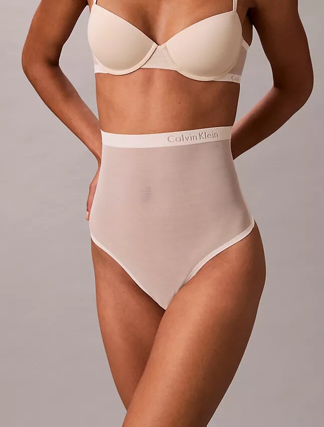 Thong de cintura alta em malha minimalista Thong de cintura alta em malha minimalista