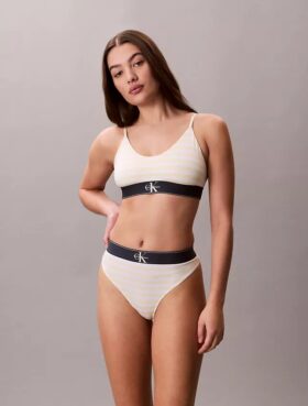 Thong elástica em microfibra com Monogram gráfico