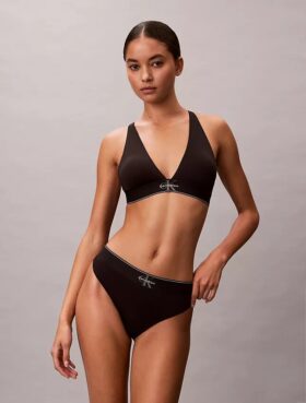 Thong elástica em microfibra com Monogram gráfico