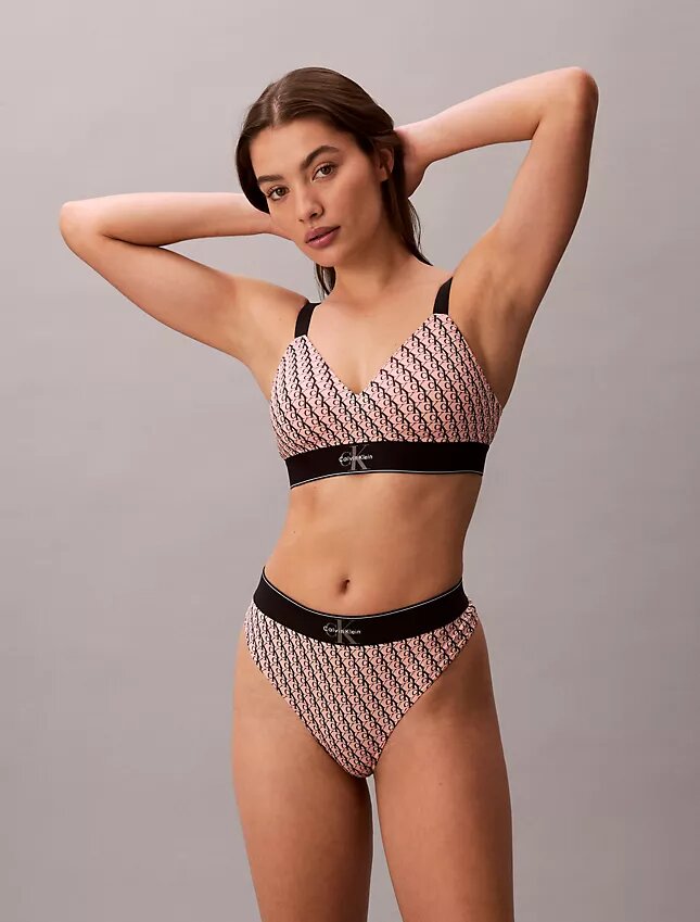 Thong elástica em microfibra com Monogram gráfico Thong elástica em microfibra com Monogram gráfico