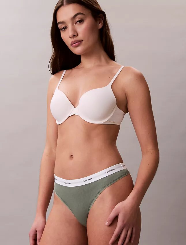 Thong em malha elástica de algodão Thong em malha elástica de algodão