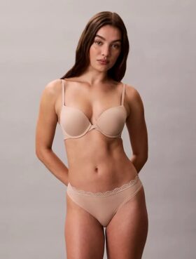 Thong em microfibra elástica com renda