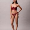 Thong em renda floral preta da CK Black