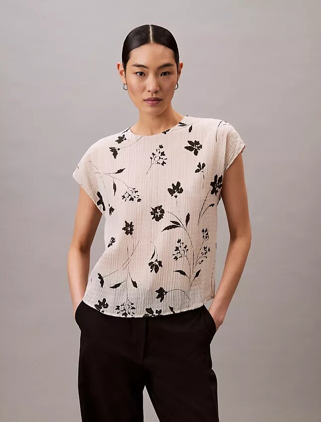 Top com estampado floral e franzido Top com estampado floral e franzido