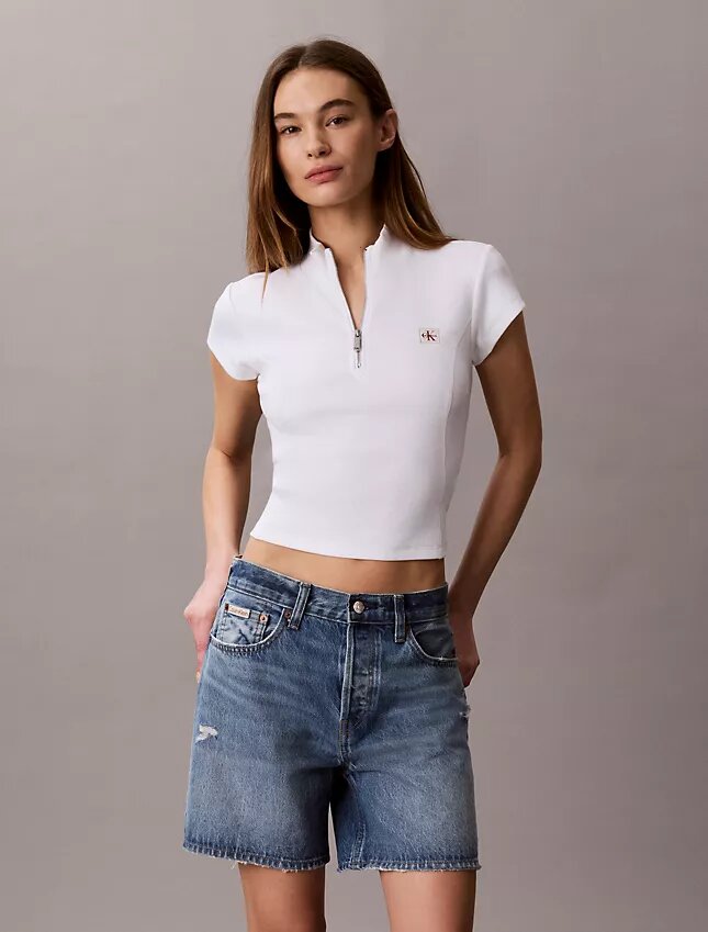 Top com fecho de correr de um quarto e canelado Monologo Top com fecho de correr de um quarto e canelado Monologo
