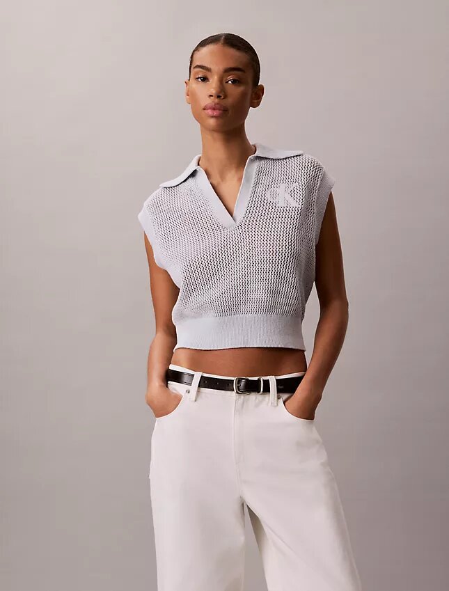 Top curto em croché com Monogram Top curto em croché com Monogram