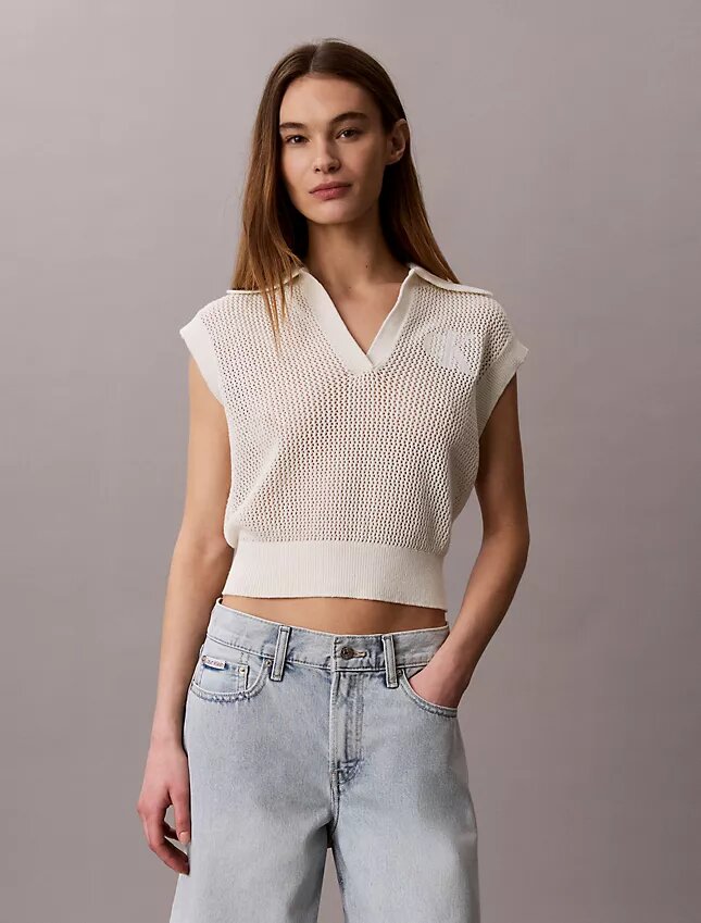 Top curto em croché com Monogram Top curto em croché com Monogram