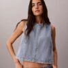 Top curto em Denim Top curto em Denim