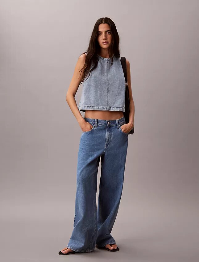 Top curto em Denim Top curto em Denim