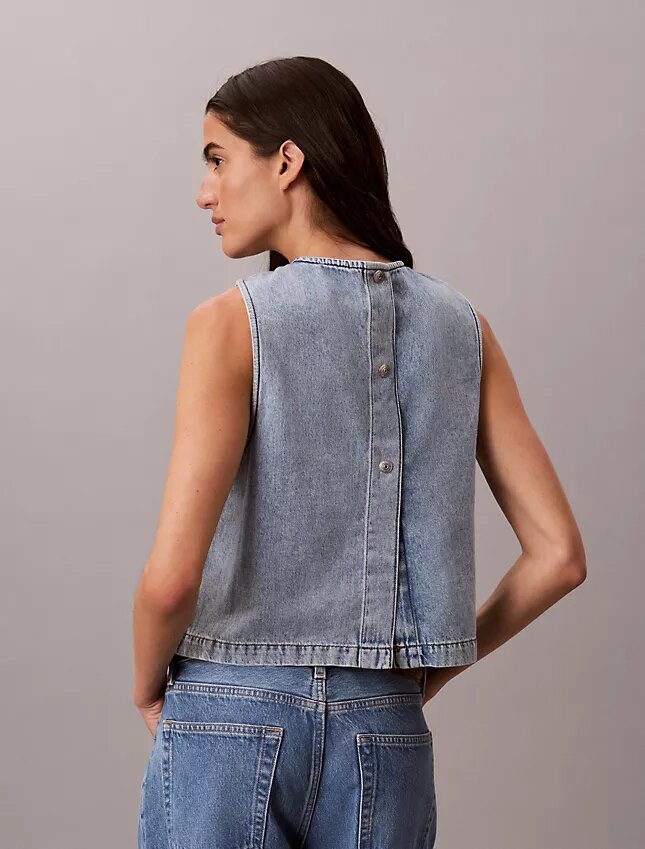 Top curto em Denim Top curto em Denim