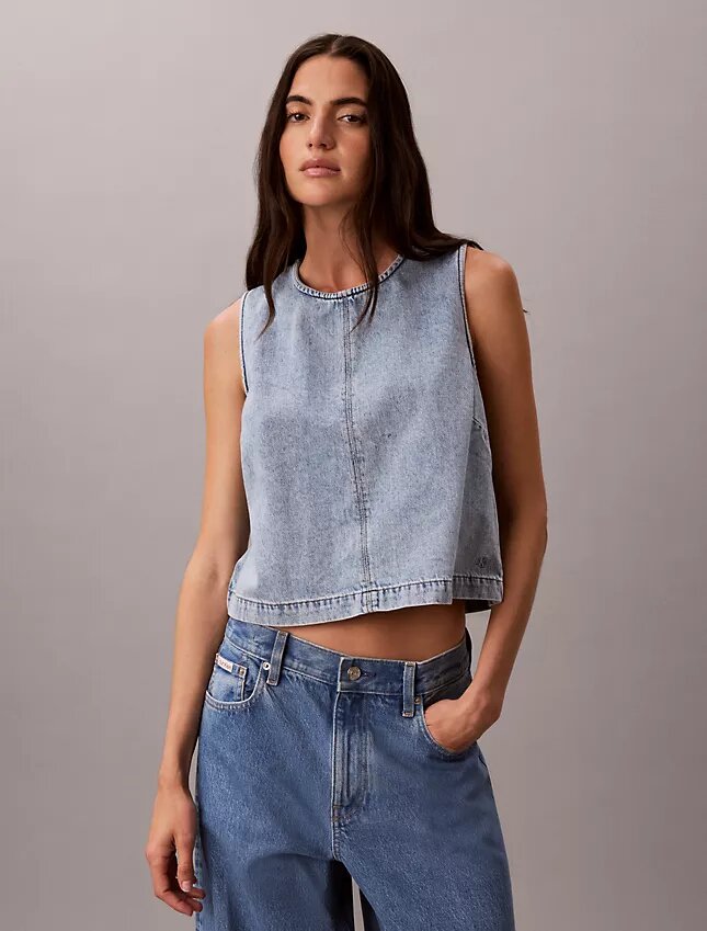 Top curto em Denim Top curto em Denim