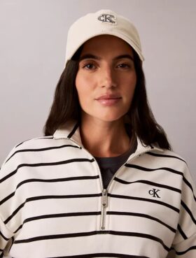 Top curto em felpo com Monogram às riscas