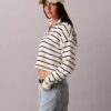 Top curto em felpo com Monogram às riscas