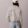 Top curto em felpo com Monogram às riscas