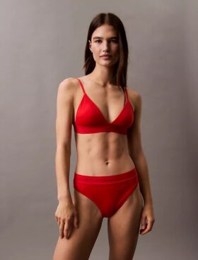 Top de bikini triangular com logótipo moderno Top de bikini triangular com logótipo moderno